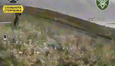 Ukrainian 68th Jaeger Brigade's "Dovbush's Hornets" drone team targeted a pair of Russian soldiers with FPV strike drones. The first Russian hides and cleverly diverts the drone pilot's attention onto a comrade, but ultimately he was taken out by another drone.