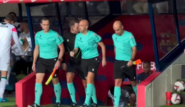 Barcelona players walk out with a message of support for injured goalkeeper Marc-Andre Ter Stegen who is out for the season