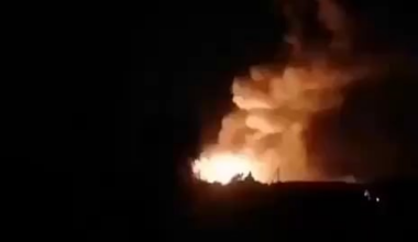 Footage of explosion at the ammunition warehouse in the Voronezh region, Russia after tonights Ukrainian drone strike.