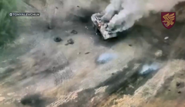 Russian BTR-82 big detonation in Kursk region. Work of 95th airborne brigade.