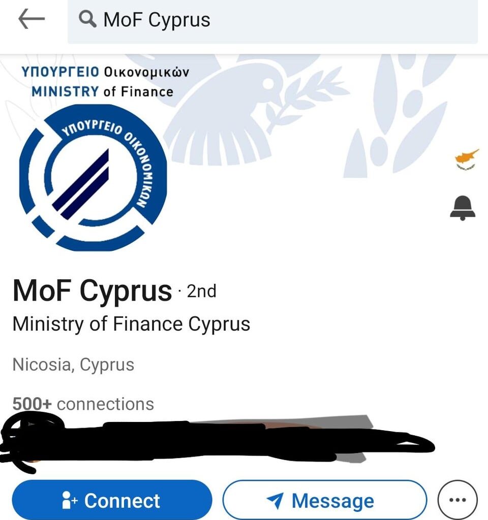 Ministry of Finance in Linkedin has a person account instead of being organization, which is bizarre.