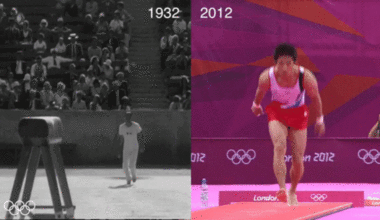 Gold medal-winning vaults 80 years apart.