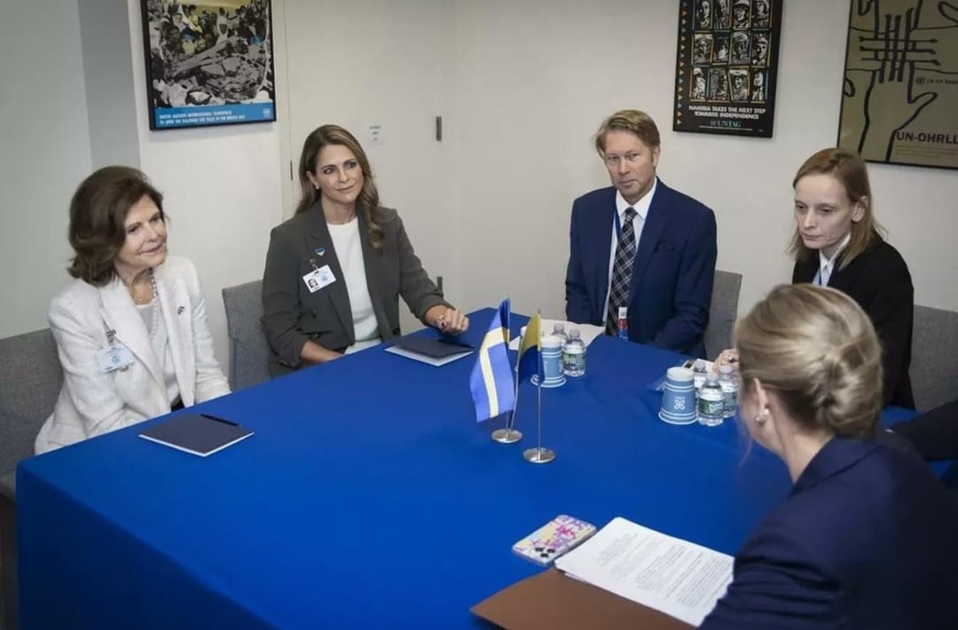 Queen Silvia and Princess Madeline met with Olena Zelenska at the UN