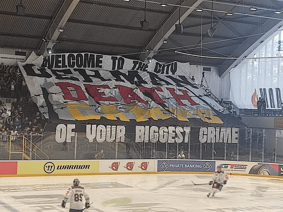 Today German hockey team Eisbaren Berlin played in Auschwitz with Unia Oświęcim