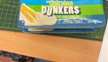 So, because I am an adult (who forgot to sort anything proper for lunch for work today), I’m eating several Dairylea Dunkers. Woo, go adulting. But, the crispy tubes in these are incredible… is there an equivalent that I can just buy? And like, buy a tub of Diarylea and go ham on them