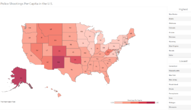 [OC] Fatal Police Shootings Per Capita in the U.S. (2015 - 2023)