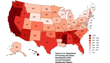 Percentage of States Homeless Population Unsheltered. [OC]