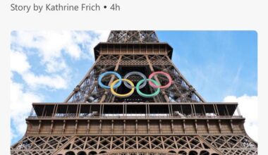 Olympic rings staying on Eiffel Tower