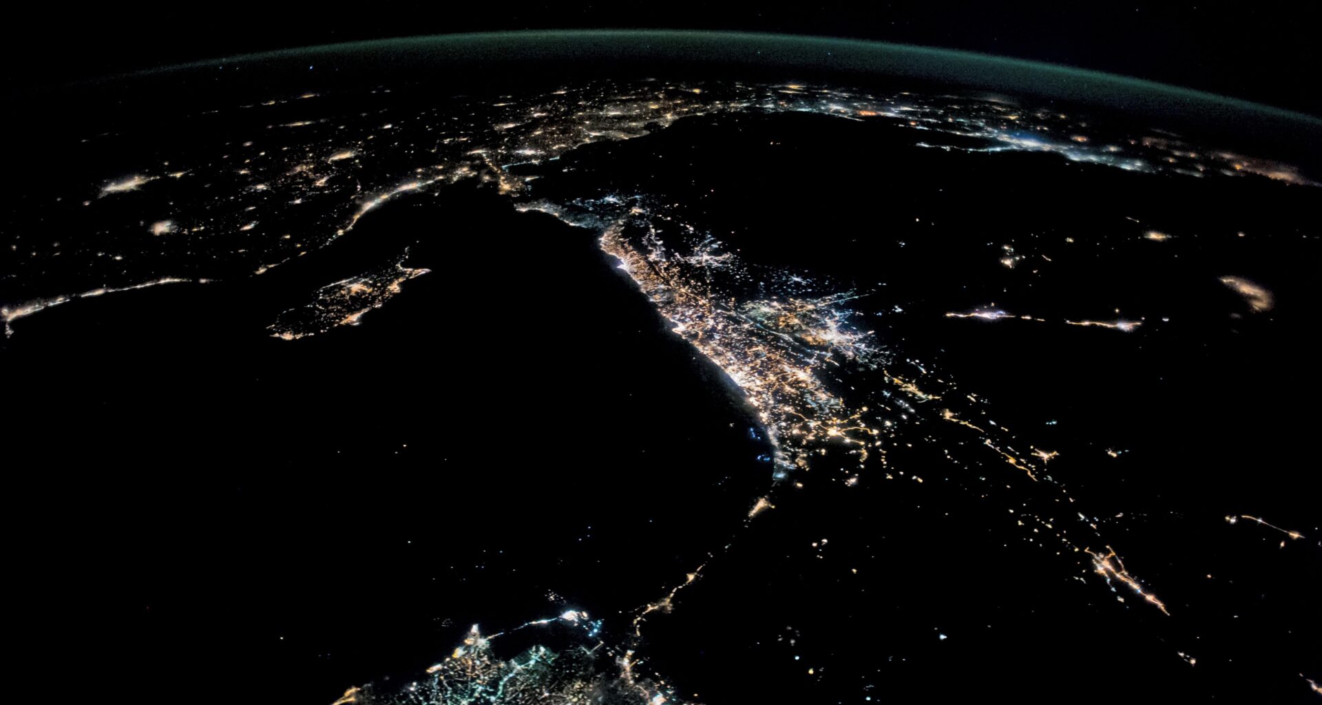 East Mediterranean at night from satellite