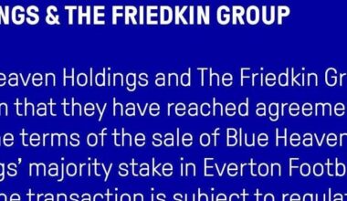 Everton's official club statement on The Friedkin Group's takeover on Instagram