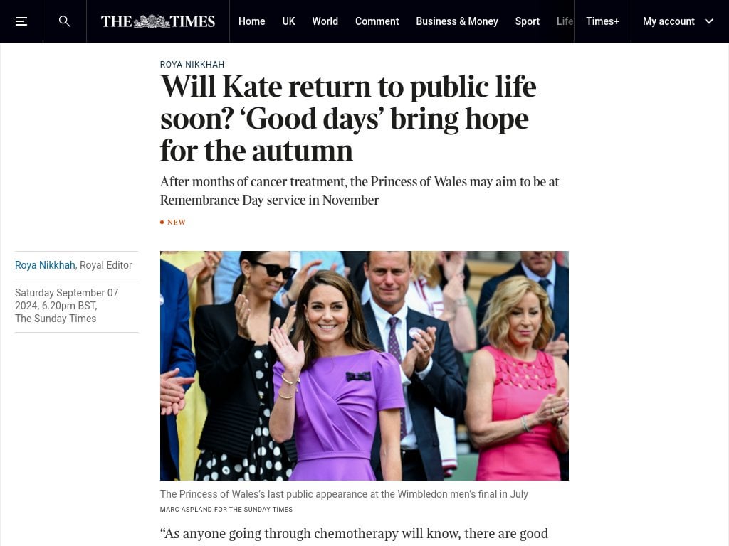 Will Kate return to public life soon? ‘Good days’ bring hope for the autumn