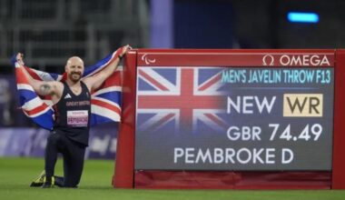 Earlier this evening, Dan Pembroke won a gold medal for Team GB in Paralympic javelin - achieving a Paralympic world record of 74.49m🥇