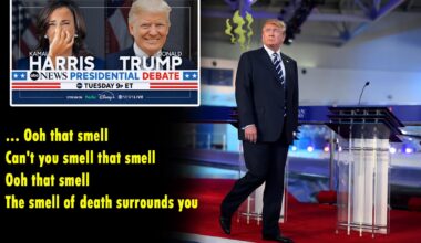 Trump walks onto the debate stage to the Lynyrd Skynyrd song "That Smell"