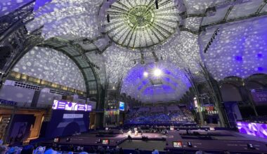 Another view of wheelchair fencing in Grand Palais, Paris