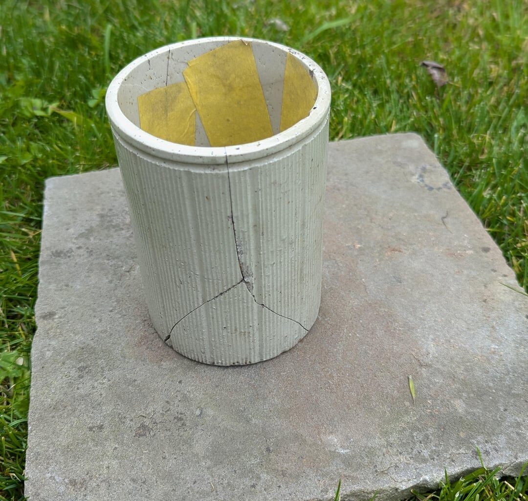 Satisfying Sunday, I finally managed to piece together a pot from shards of pottery I had been collecting from a recently turned farmers field.