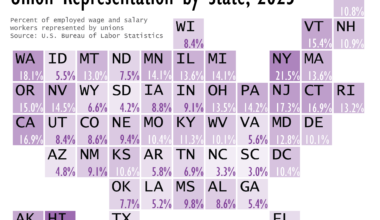 Union Representation in the U.S. by State, 2023 [OC]