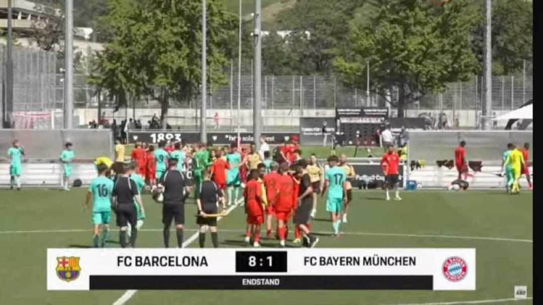 Barça u15 just won against Bayern u15 8-1 in a friendly competition (Porsche Fussball Cup)