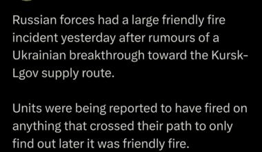 Russian forces had a large friendly fire incident yesterday after rumours of a Ukrainian breakthrough toward the Kursk-Lgov supply route. Units were being reported to have fired on anything that crossed their path to only find out later it was friendly fire.