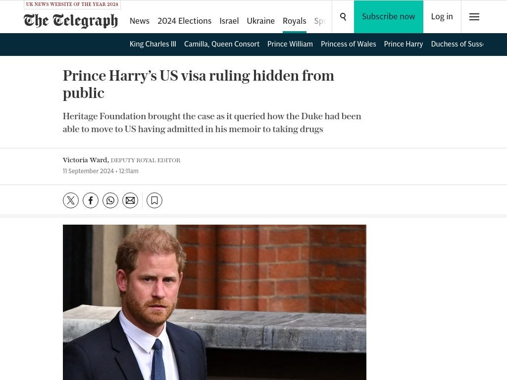 Prince Harry’s US visa ruling hidden from public