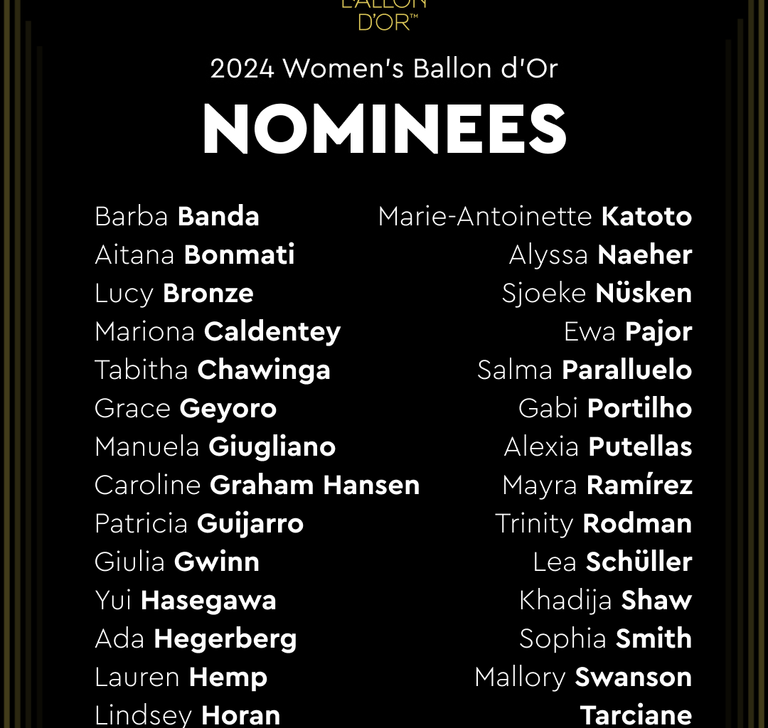 OFFICIAL: Aitana Bonmati, Mariona Caldentey, Patri Guijarro, Caroline Graham Hansen, Lucy Bronze, Salma Paralluelo, Alexia Putellas & Ewa Pajor are nominated for the 2024 Women's Ballon d'Or.