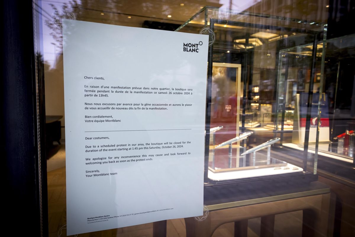 La boutique Montblanc était fermée durant la manifestation.