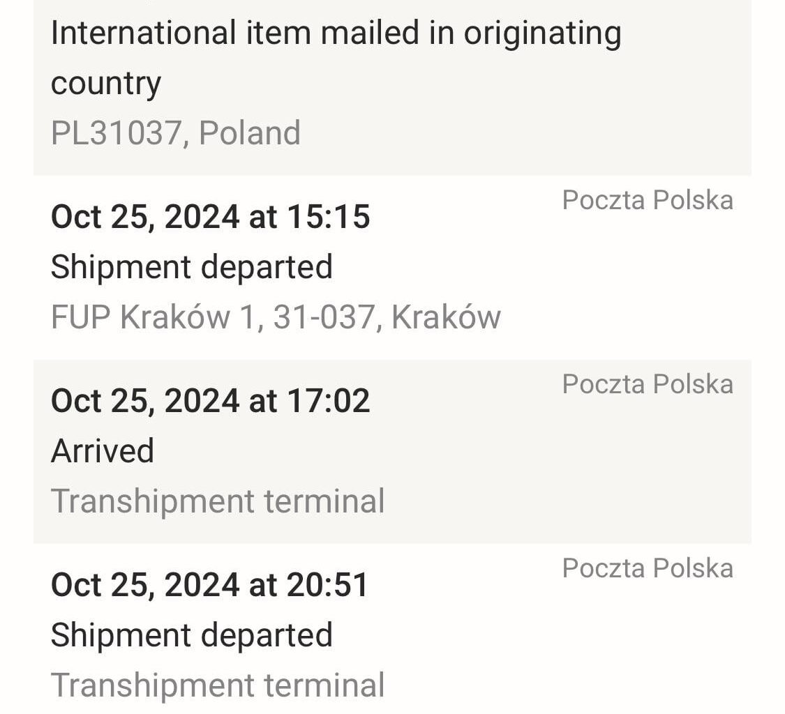 Poland post tracking to Canada