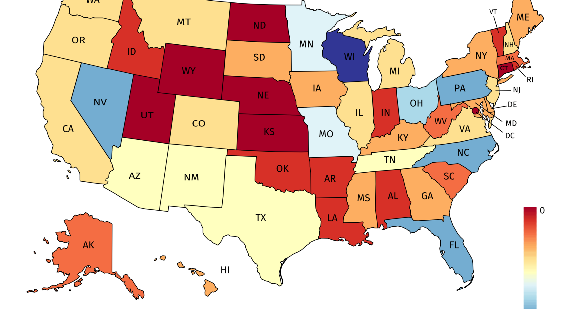 [OC] How many times has your state been a swing state in the presidential election?