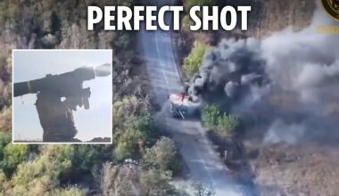 Moment Ukrainian soldier single-handedly blows up Russian tank using US-made weapon