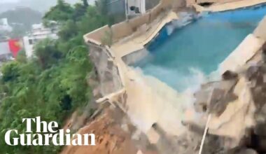 Moment pool collapses as Acapulco hit by landslides and floods in wake of Hurricane John