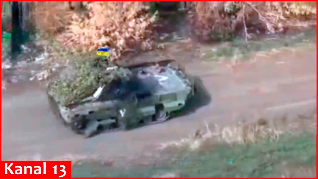 The joy of Ukrainian fighters capturing Russian armored vehicle in Ugledar -They wave Ukrainian flag