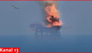 Ukrainian border guards shared exclusive footage of Russian gas platform being shot in Black Sea