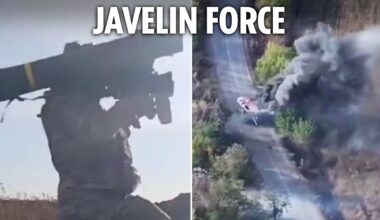 Brave Ukrainian guardsman takes out Russian tank from his trench with Javelin missile