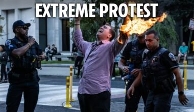 Moment pro-Palestine protester sets himself on FIRE outside the White House