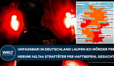 DEUTSCHLAND: Unfassbar! 821 Mörder laufen frei rum! 145.744 Straftäter werden per Haftbefehl gesucht