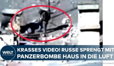 UKRAINE-KRIEG: Krasses Video von der Front in Torezk! Russe sprengt Haus mit Panzermine in die Luft