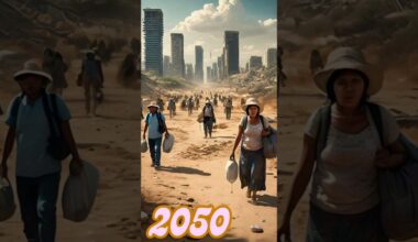 World in different future years, focusing on the impact of global warming and environmental changes.