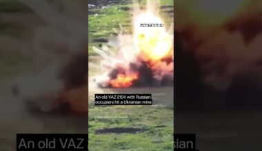 An old VAZ 2104 with Russian occupiers hit a Ukrainian mine #russia #warinukraine