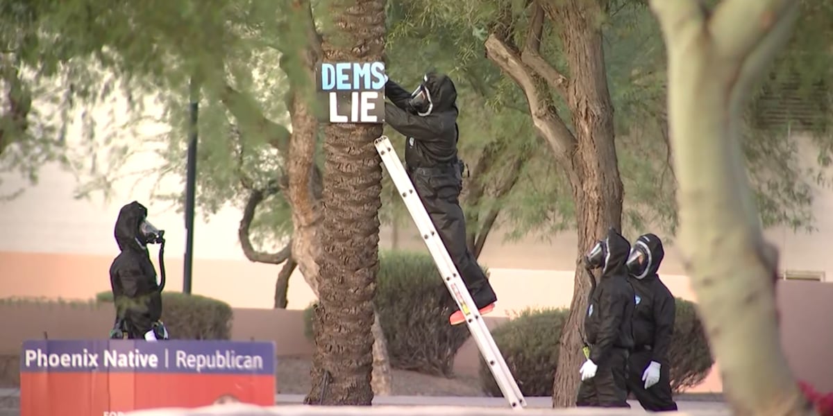 Unknown substance posted with political signs in Ahwatukee; roads closed