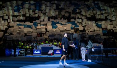 Dominic Thiem on court after playing his final match at the Vienna Open (GEORG HOCHMUTH)