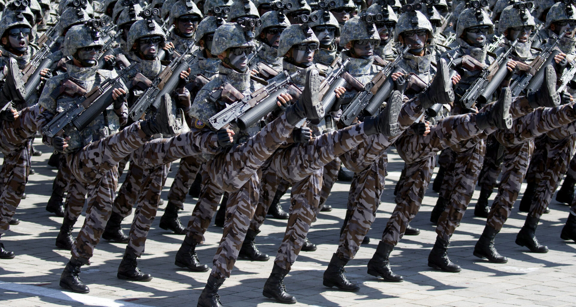 North Korean troops marching