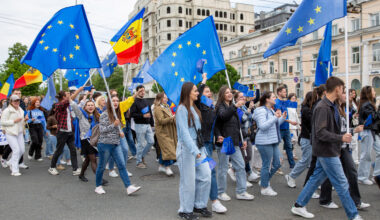 Moldova and European flags