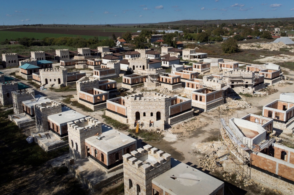 This photograph shows the construction site of touristic houses in a medieval style near the Historical Park in Neofit Rilski, north-east Bulgaria October 10, 2024. — AFP pic