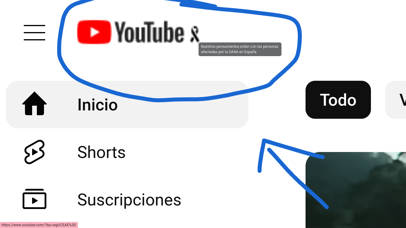 Youtube ha añadido un lazo negro a su logo como simbolo se apoyo a los valencianos.