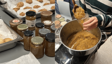 Apple jam & apple cookies made at school to sell to raise money for Red Cross and help raise awareness of self-reliance and food waste!