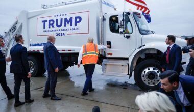 Trump misses truck door handle twice and nearly falls over in humiliating video