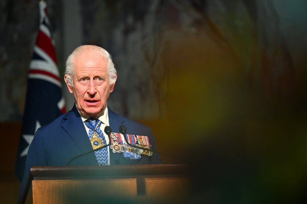 Britain’s King Charles delivers a speech on Monday at Australia’s Parliament House in Canberra. Photo: EPA-EFE