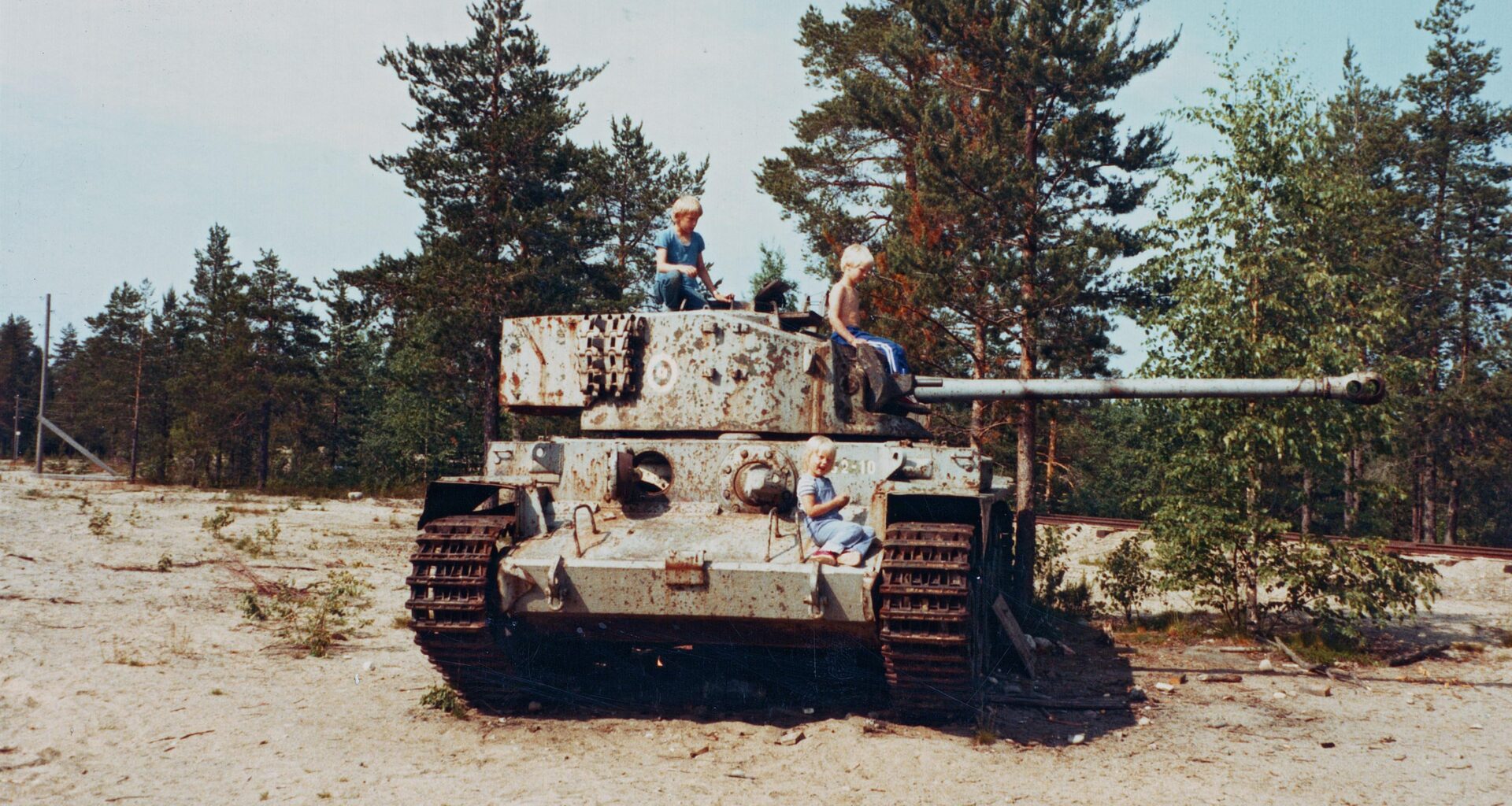 Finnish Army Comet tank retired from service and used by children as a playground attraction in the early 1980s