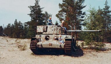 Finnish Army Comet tank retired from service and used by children as a playground attraction in the early 1980s