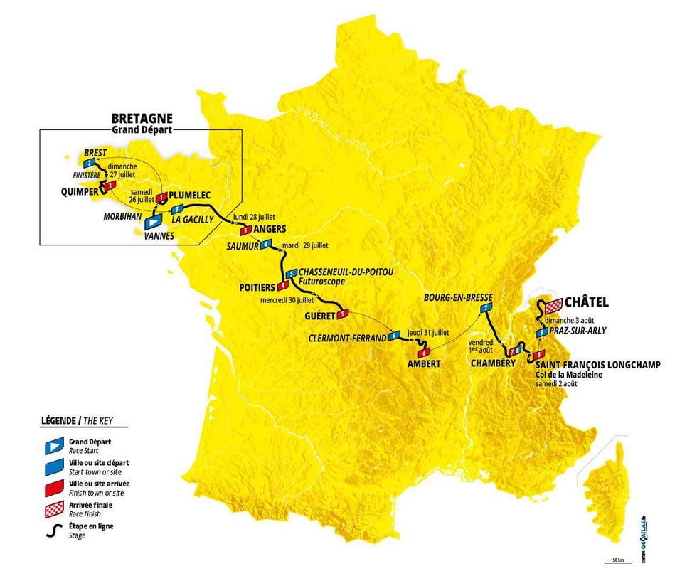 route map of the 2025 tour de france femmes avec zwift﻿