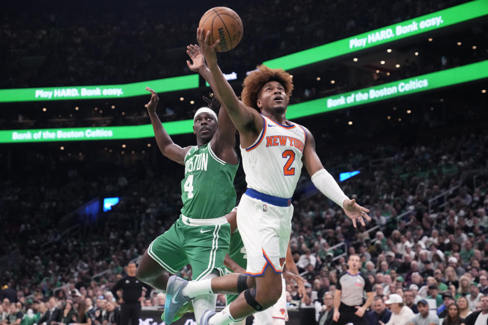 New York Knicks guard Miles McBride impressed on Tuesday, making him a waiver wire target for fantasy basketball managers. (AP Photo/Charles Krupa)